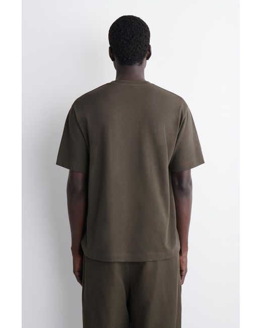COS Brown Relaxed Cotton-Linen T-Shirt for men