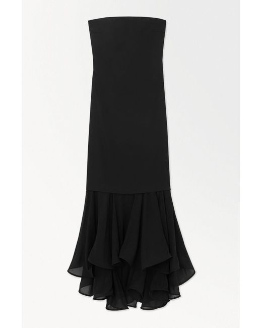 COS Black The Fishtail Bandeau Maxi Dress
