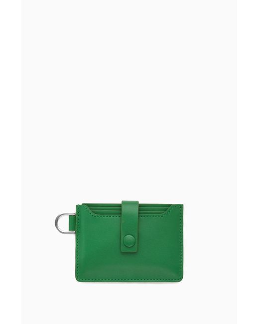 COS Green D-ring Leather Cardholder for men