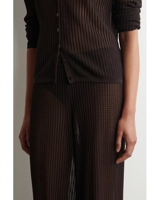 COS Brown Ribbed Open-Knit Pants