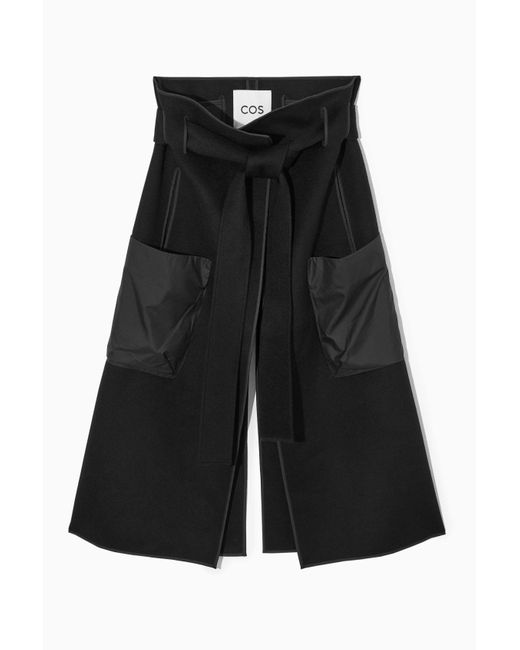 COS Black Double-faced Wool Hybrid Skirt