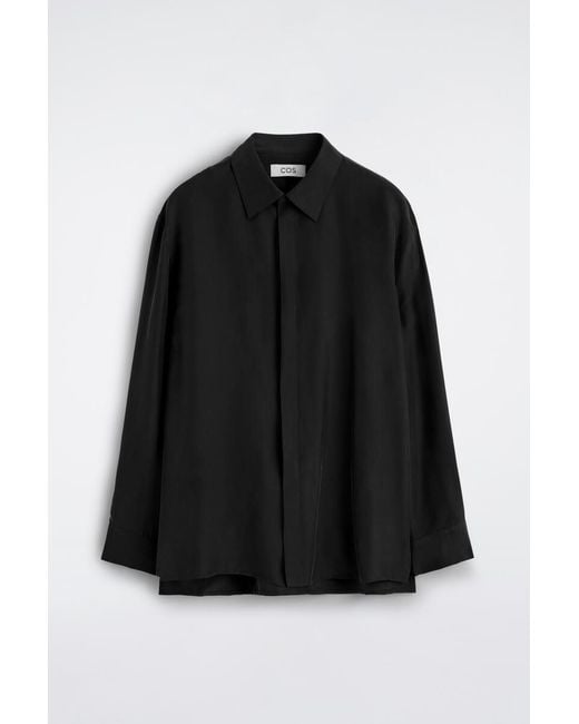 COS Black Tailored Silk Shirt for men