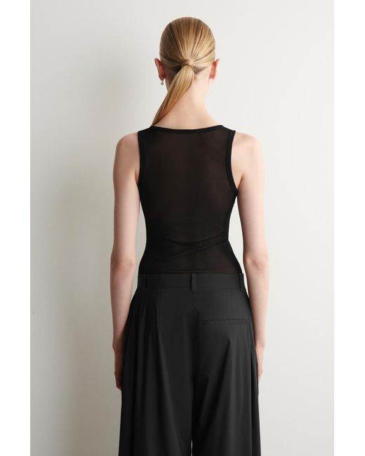 COS Black Ribbed Silk Tank Top