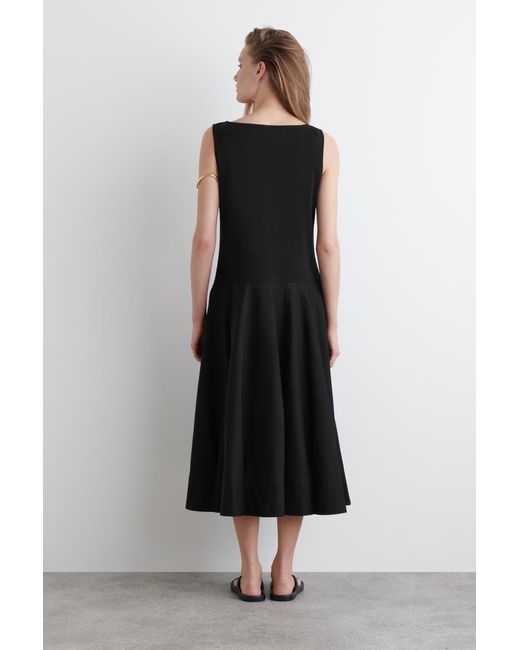 black dress with yellow shoes Women's Sleeveless Boat-Neck Linen-Blend Midi Dress – RW&CO main image 0