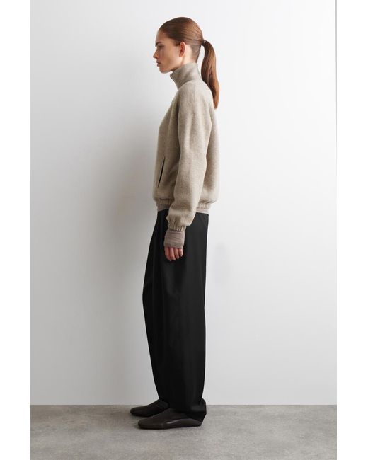 COS Natural Boiled Merino Wool Zip-Up Sweater