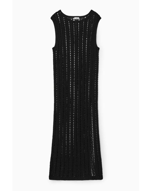 COS Black Open-knit Maxi Dress
