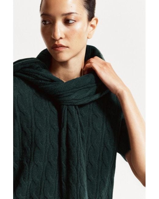 COS Green Cable-Knit Cashmere T-Shirt