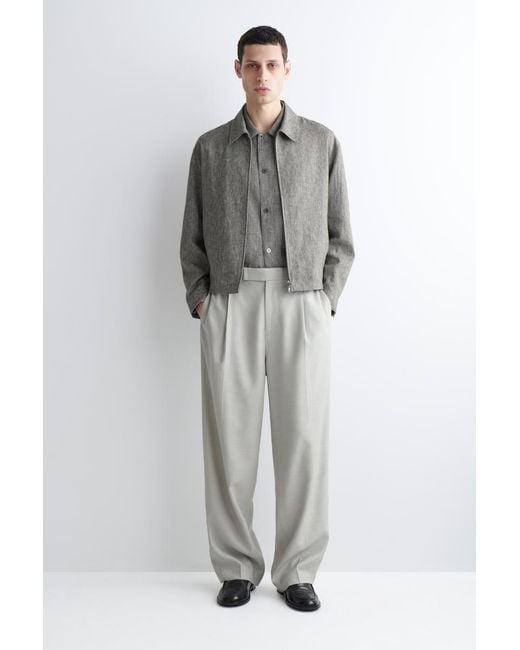 COS Gray Linen Blouson Jacket for men