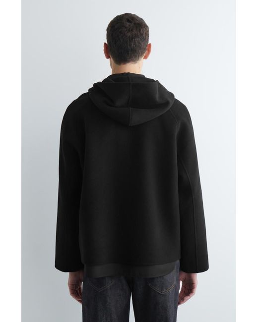 COS Black Double-Faced Wool Zip-Up Hoodie for men