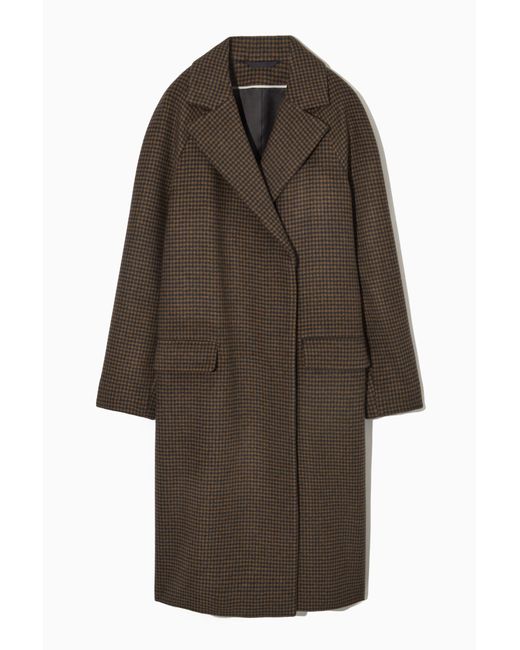 COS Brown Houndstooth Wool-blend Coat