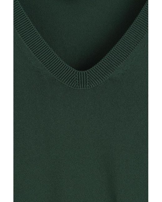 COS Green Layered-Detail Knitted V-Neck T-Shirt