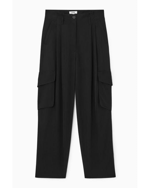COS Black Paperbag Utility Trousers