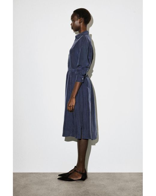 cos silk shirt dress BELTED SILK SHIRT DRESS - BLACK