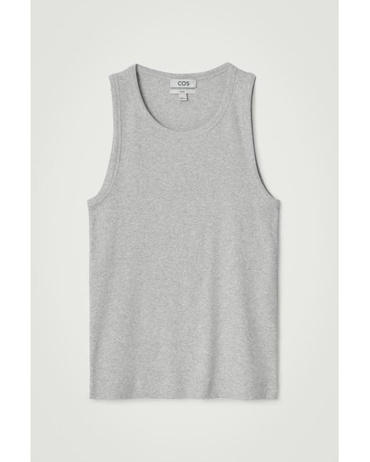 COS Gray Slim Ribbed Cotton Tank Top for men