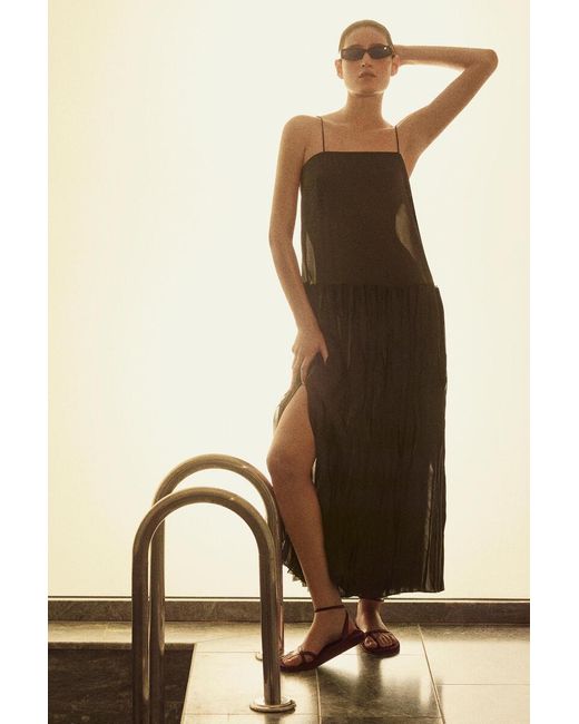 COS Black Appliquéd Panelled Midi Dress