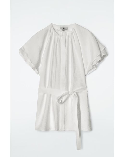 COS White Layered Belted Blouse