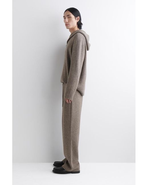 COS Brown Knitted Merino-Yak Zip-Up Hoodie for men