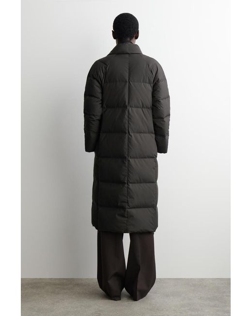 COS Black Shawl-Collar Quilted Down Long Coat