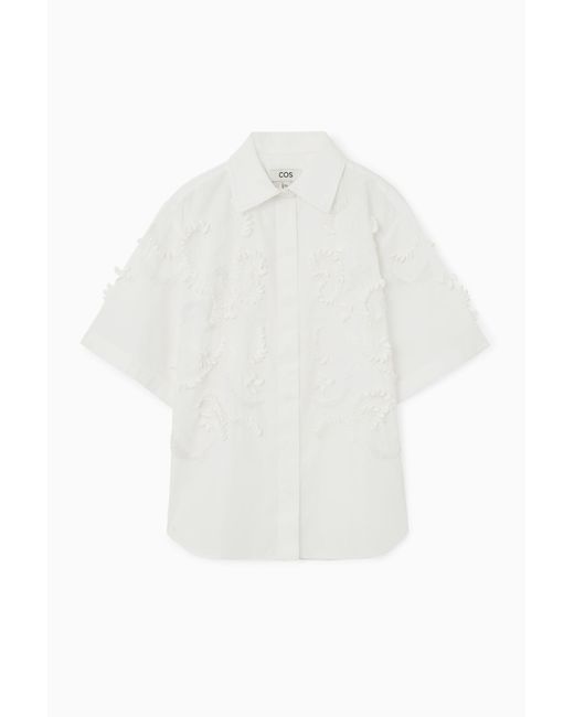 COS White Embellished Short-sleeved Shirt