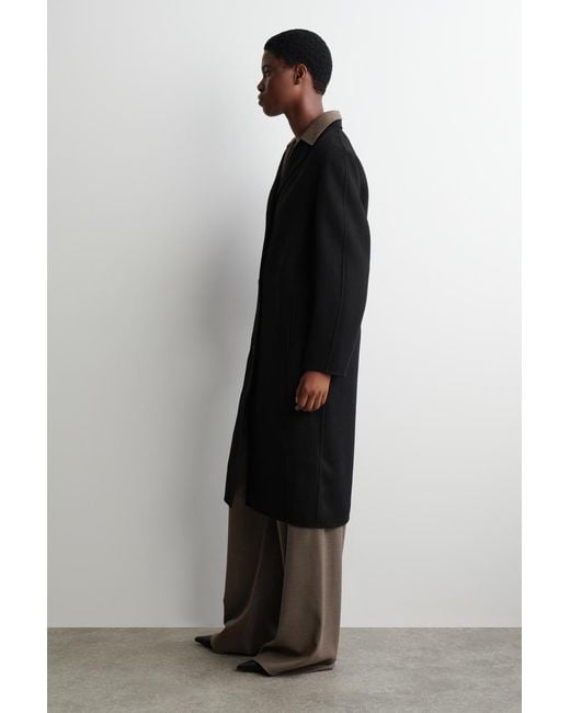 COS Black Double-Faced Wool Long Coat