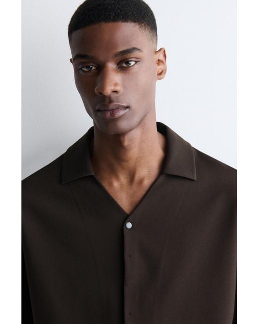 COS Black Milano-Jersey Short-Sleeved Shirt for men