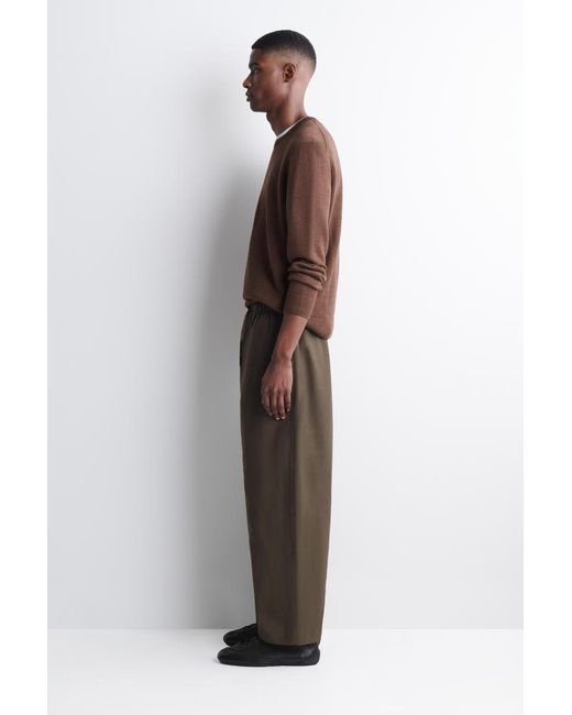 COS Green Relaxed-Fit Barrel-Leg Drawstring Trousers for men