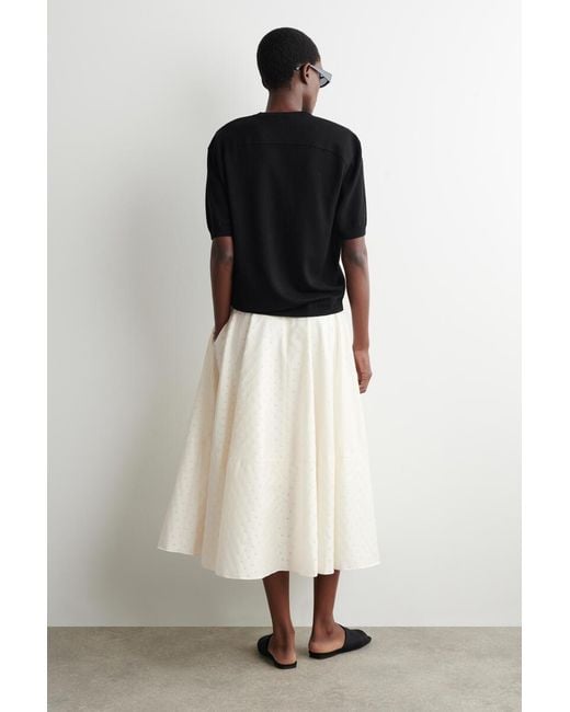 COS Natural Polka-Dot Jacquard Cotton Midi Skirt