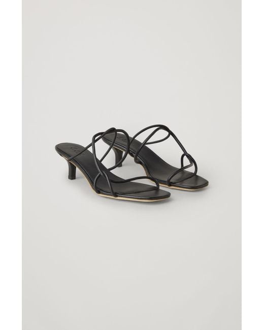 COS Black Strappy Leather Kitten-heel Sandals
