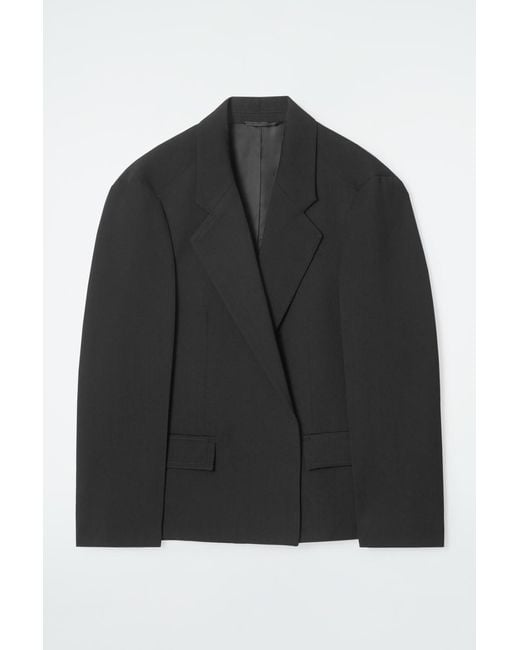 COS Black Oversized EXAGGERATED-SHOULDER Blazer