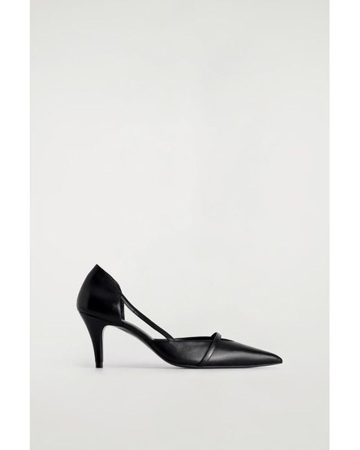 COS White Strap-Detail Leather Pumps