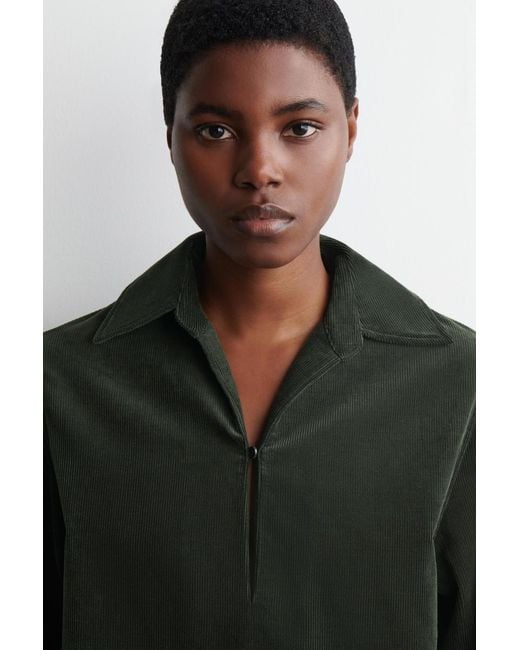 COS Black Corduroy Mini Shirt Dress
