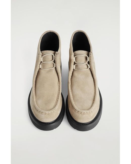 COS Natural Lace-Up Suede Ankle Boots
