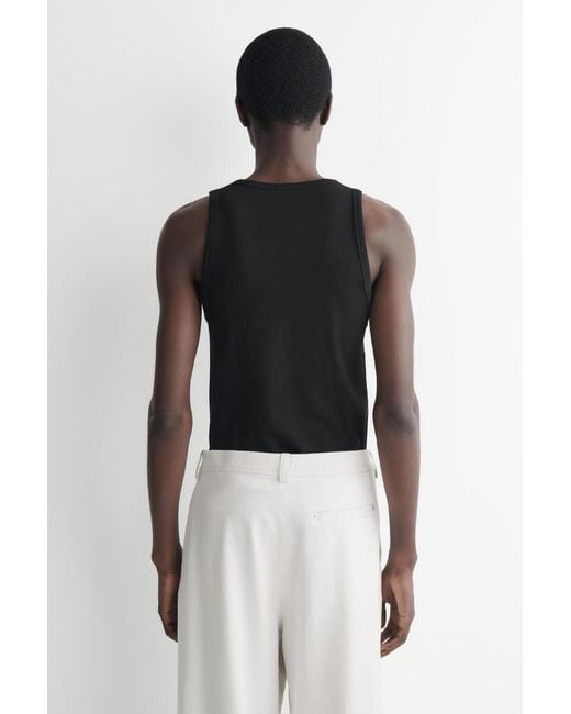 COS Black Slim Ribbed Cotton Tank Top for men