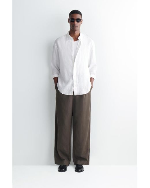 COS White Wide Oversized Cotton Oxford Shirt for men
