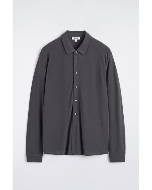 COS Black Draped Cotton-Jersey Shirt for men