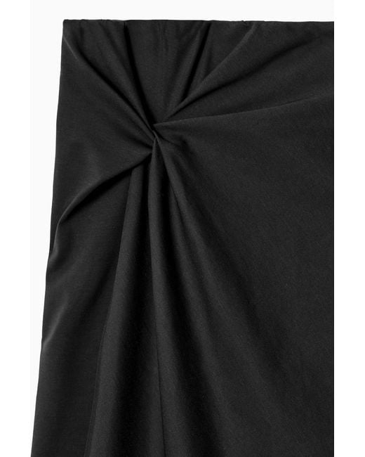 COS Black Twist-detail Midi Skirt