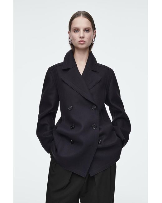 COS Blue Lockere Cabanjacke Aus Wolle