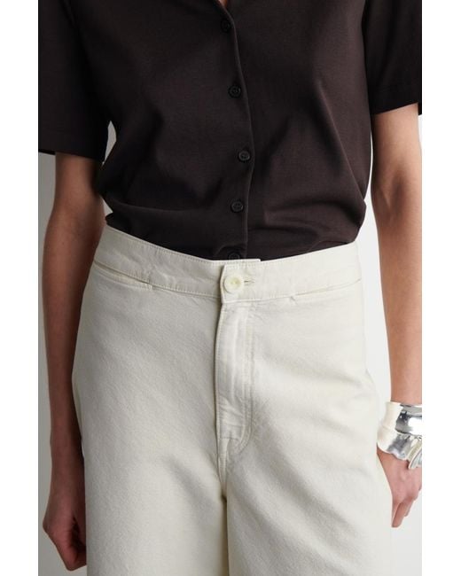 COS White Wide-leg Denim Trousers In Beige