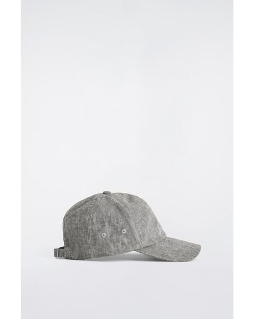 COS Gray Linen Baseball Cap for men