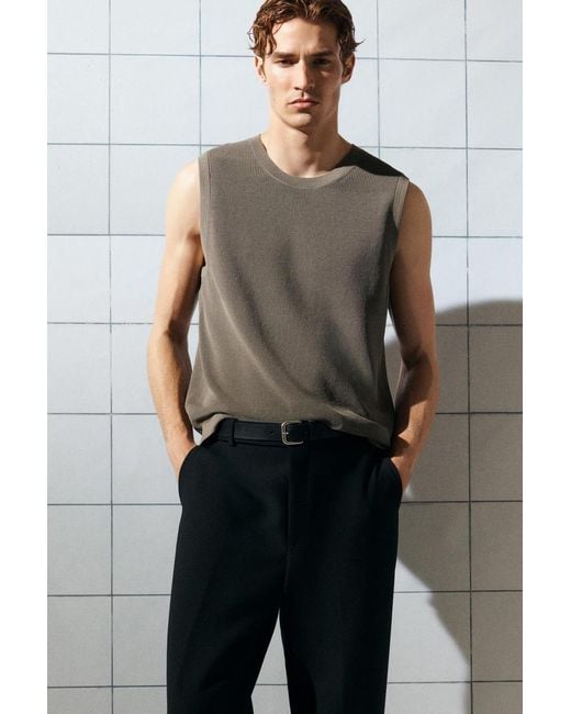 COS Gray Fluid Knitted Tank for men