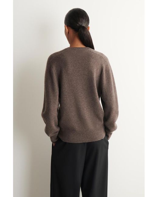 COS Brown Sculpted Cashmere V-Neck Jumper