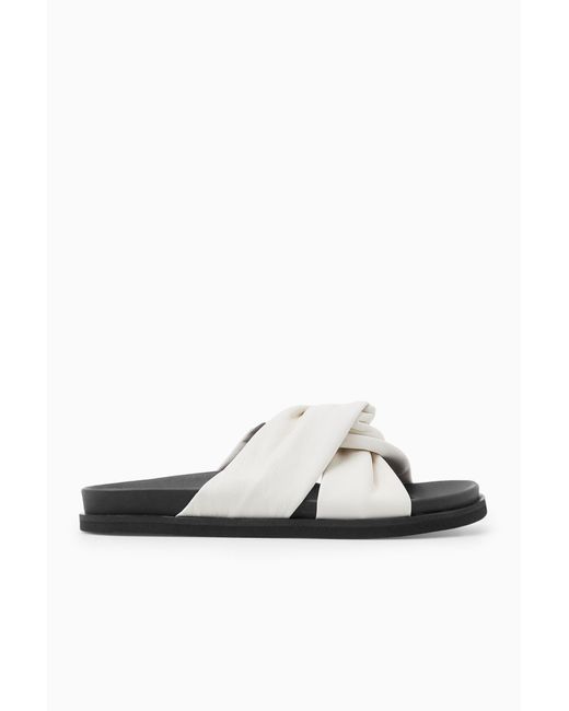 COS White Crossover Leather Slides
