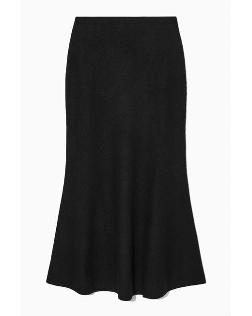 COS Black Flared Merino Wool Maxi Skirt