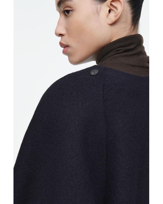 COS Blue Scarf-Detail Wool Cape