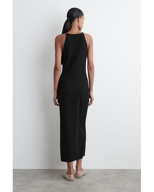 COS Contoured Knitted Midi Dress in Black | Lyst UK