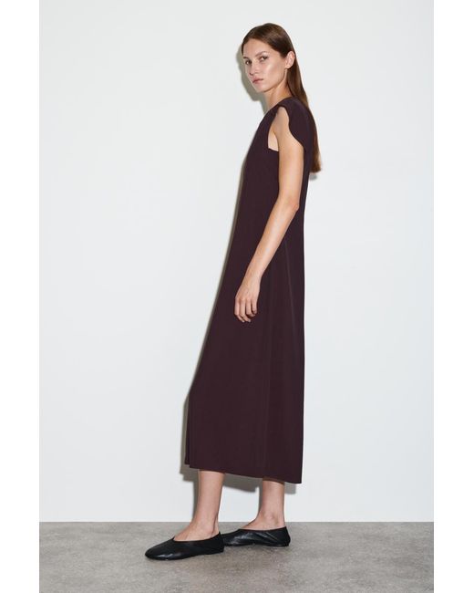 COS Purple Cape-Shoulder Midi Dress