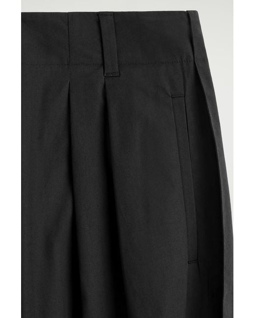 COS Black Pleated Tapered Utility Pants