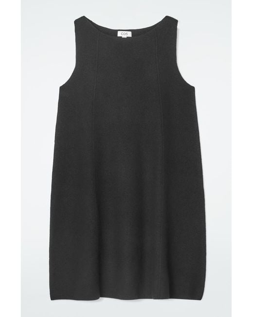 COS Paneled Wool Shift Dress in Black | Lyst