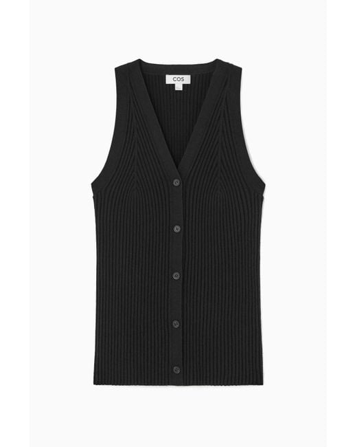 COS Black Rib-knit V-neck Vest