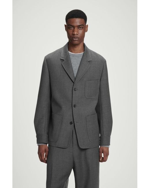 COS Gray Relaxed Unstructured Merino Wool-blend Blazer for men